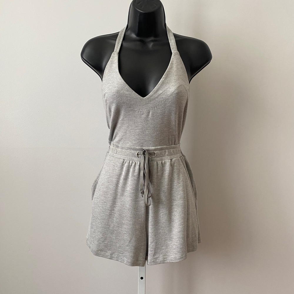 Unveil Bamboo Relaxed Beachy Sporty Chic Loungewear Romper XS-L Heather Grey